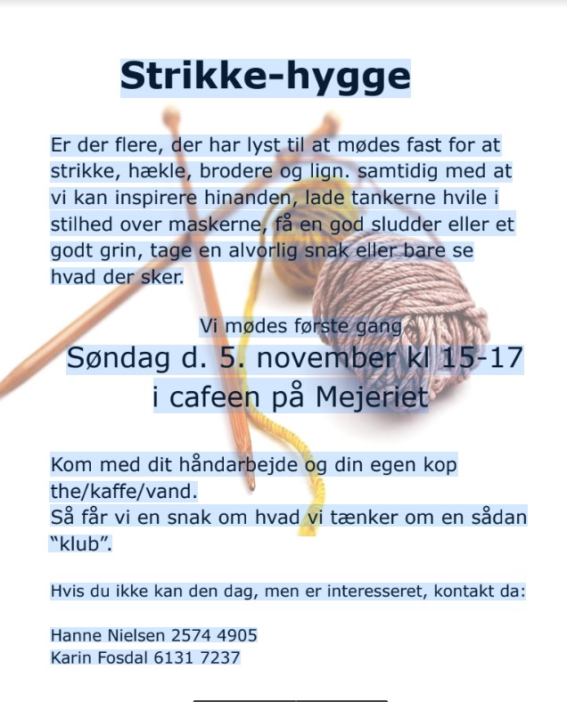 Read more about the article Første skridt til strikke-hyggeklub