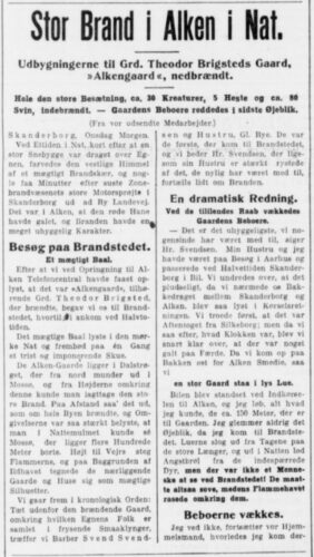 1931: 30 kreaturer, fem heste og 80 svin brændte inde på Alkengård